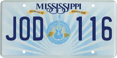 MS license plate JOD116
