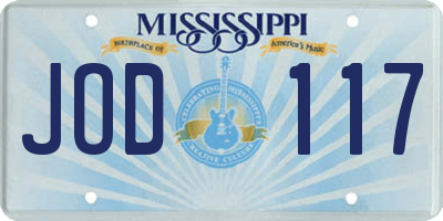 MS license plate JOD117