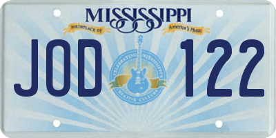 MS license plate JOD122