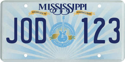 MS license plate JOD123