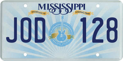 MS license plate JOD128