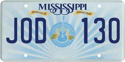 MS license plate JOD130