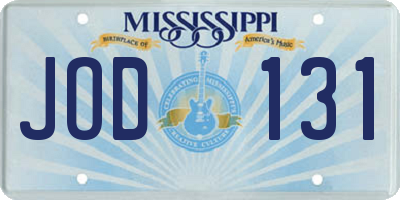 MS license plate JOD131