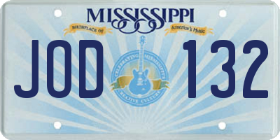 MS license plate JOD132