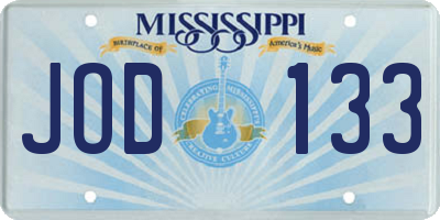 MS license plate JOD133