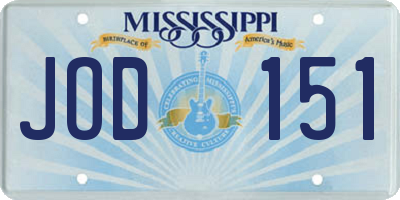 MS license plate JOD151