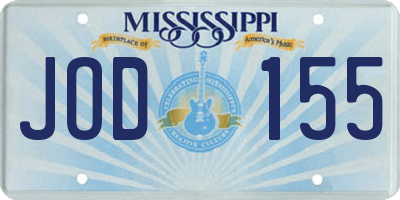 MS license plate JOD155