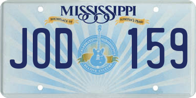MS license plate JOD159