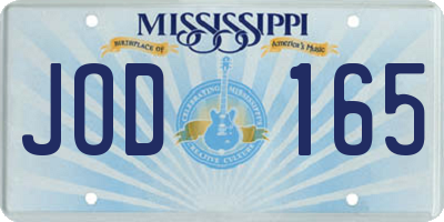 MS license plate JOD165