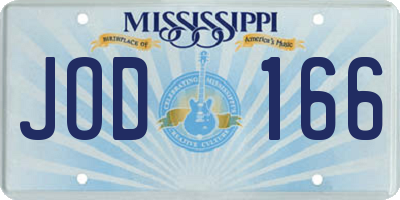 MS license plate JOD166