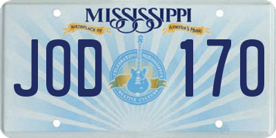 MS license plate JOD170