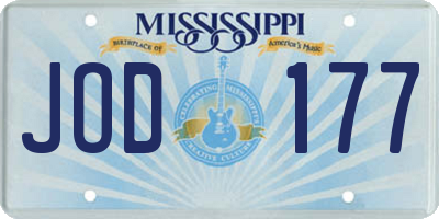 MS license plate JOD177