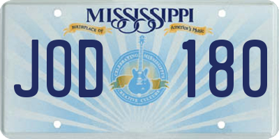 MS license plate JOD180
