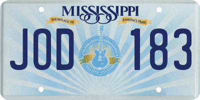 MS license plate JOD183