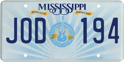 MS license plate JOD194