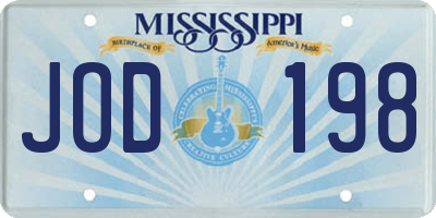 MS license plate JOD198