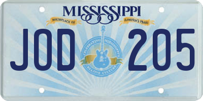 MS license plate JOD205