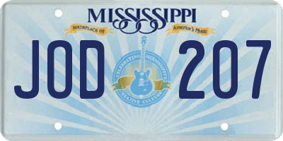 MS license plate JOD207