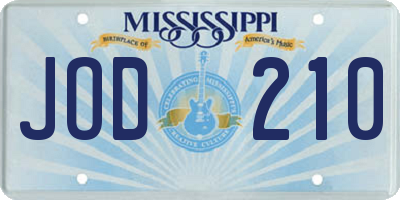 MS license plate JOD210