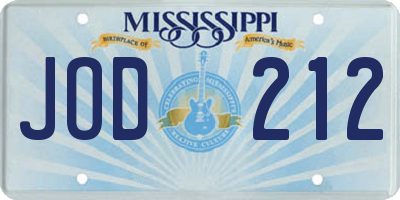 MS license plate JOD212