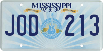 MS license plate JOD213