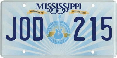 MS license plate JOD215