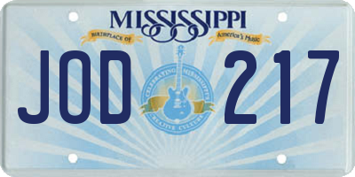 MS license plate JOD217