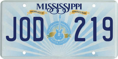 MS license plate JOD219