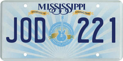 MS license plate JOD221