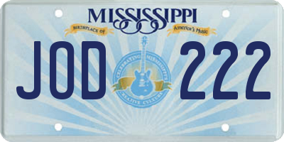 MS license plate JOD222