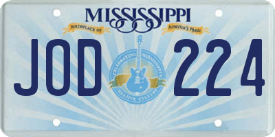 MS license plate JOD224