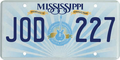 MS license plate JOD227