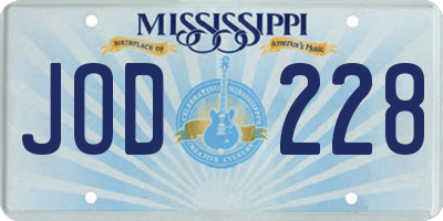 MS license plate JOD228