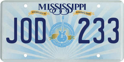 MS license plate JOD233