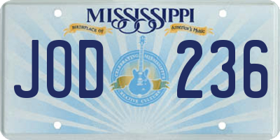 MS license plate JOD236