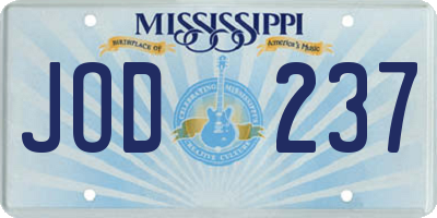 MS license plate JOD237