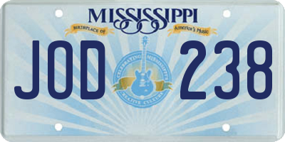 MS license plate JOD238