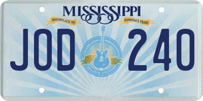 MS license plate JOD240