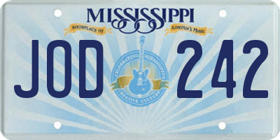 MS license plate JOD242