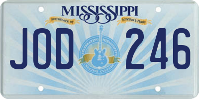 MS license plate JOD246