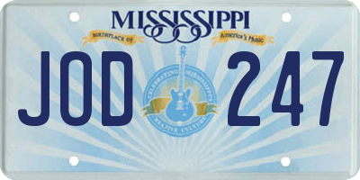 MS license plate JOD247