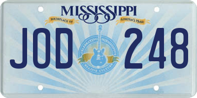 MS license plate JOD248