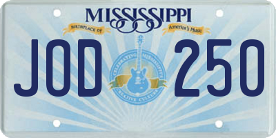 MS license plate JOD250
