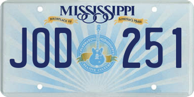 MS license plate JOD251