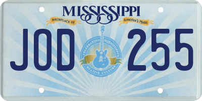 MS license plate JOD255