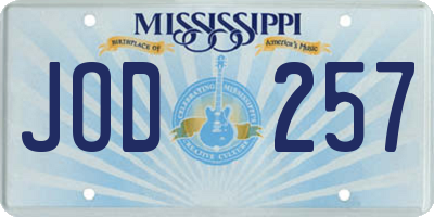 MS license plate JOD257