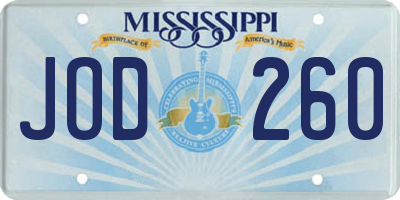 MS license plate JOD260