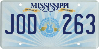 MS license plate JOD263