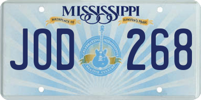 MS license plate JOD268