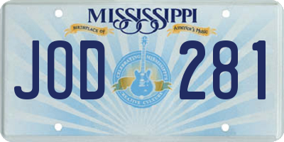 MS license plate JOD281